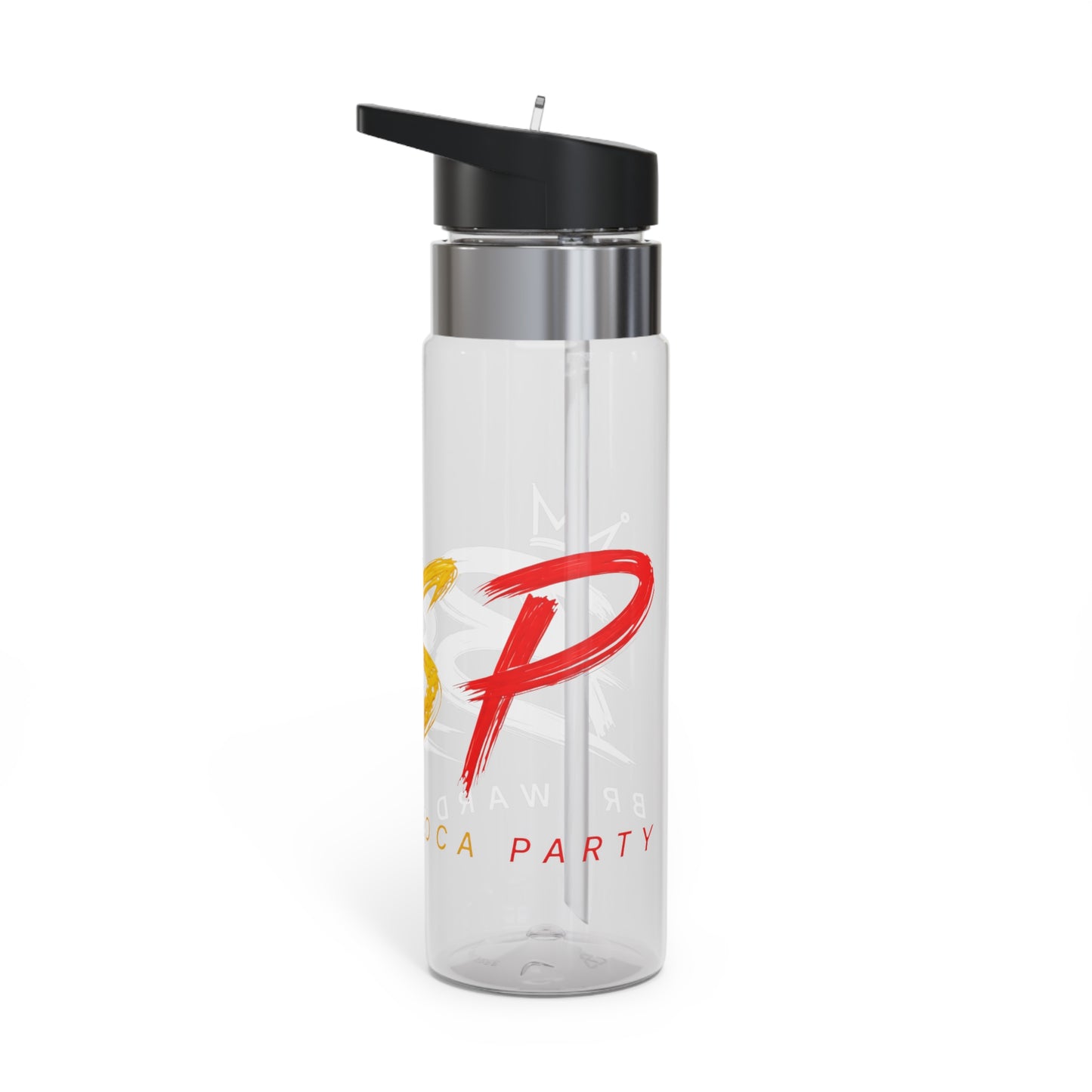 Black, Gold, & Red BSP Sport Bottle – Clear 20oz Tritan Bottle with Bold Brushstroke 'B' Logo