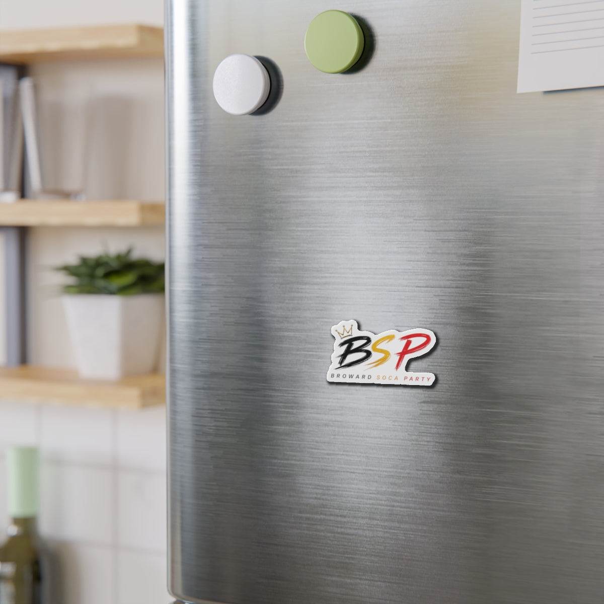BSP Broward Soca Party Die-Cut Magnet — Black, Gold, & Red