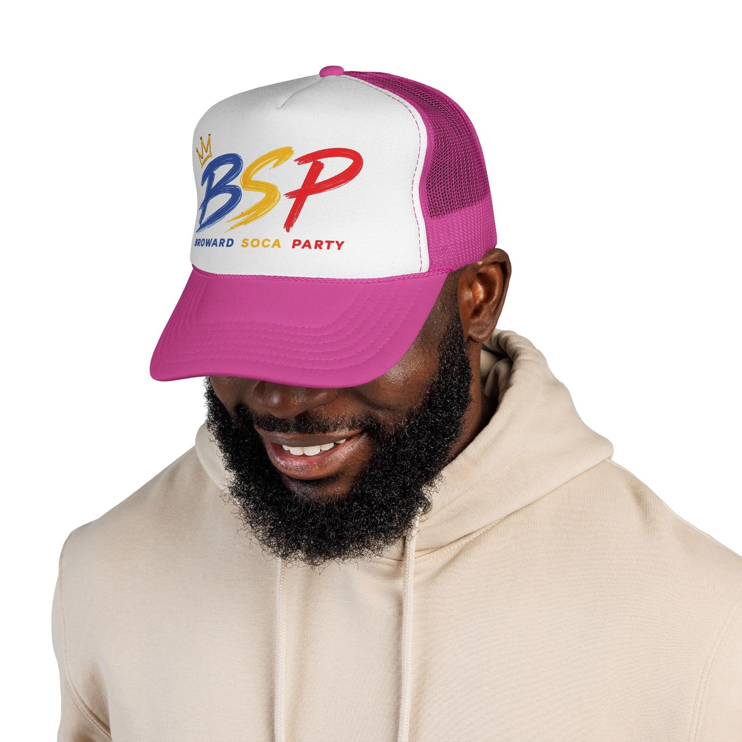 Trucker Cap — Broward Soca Party Blue, Gold, Red Logo Mesh Hat