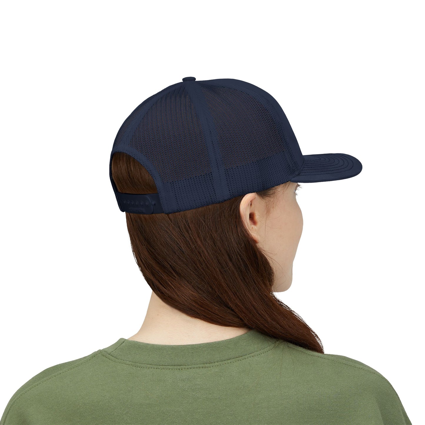 BSP Red Text Snapback Cap | Trucker Hat, Embroidered Lettering