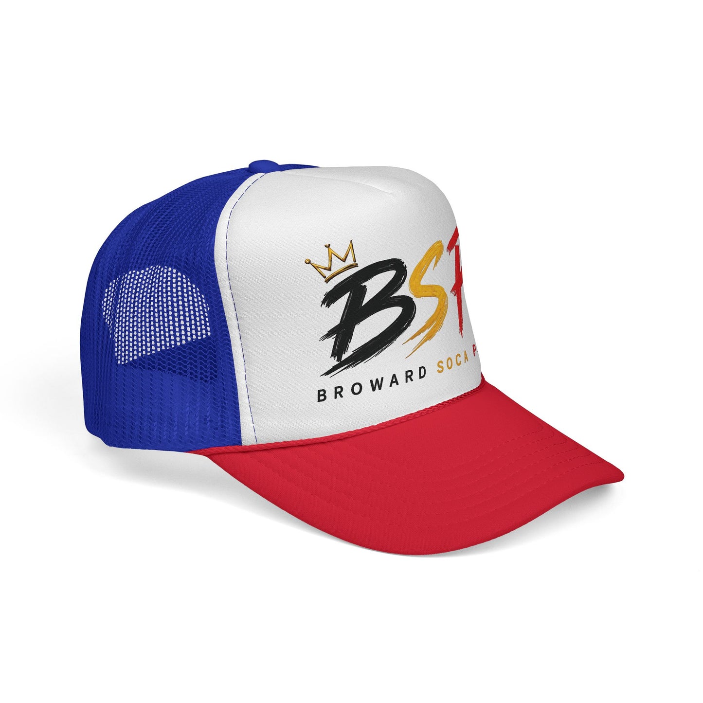 Trucker Cap — Broward Soca Party Black, Gold, & Red Logo Mesh Hat