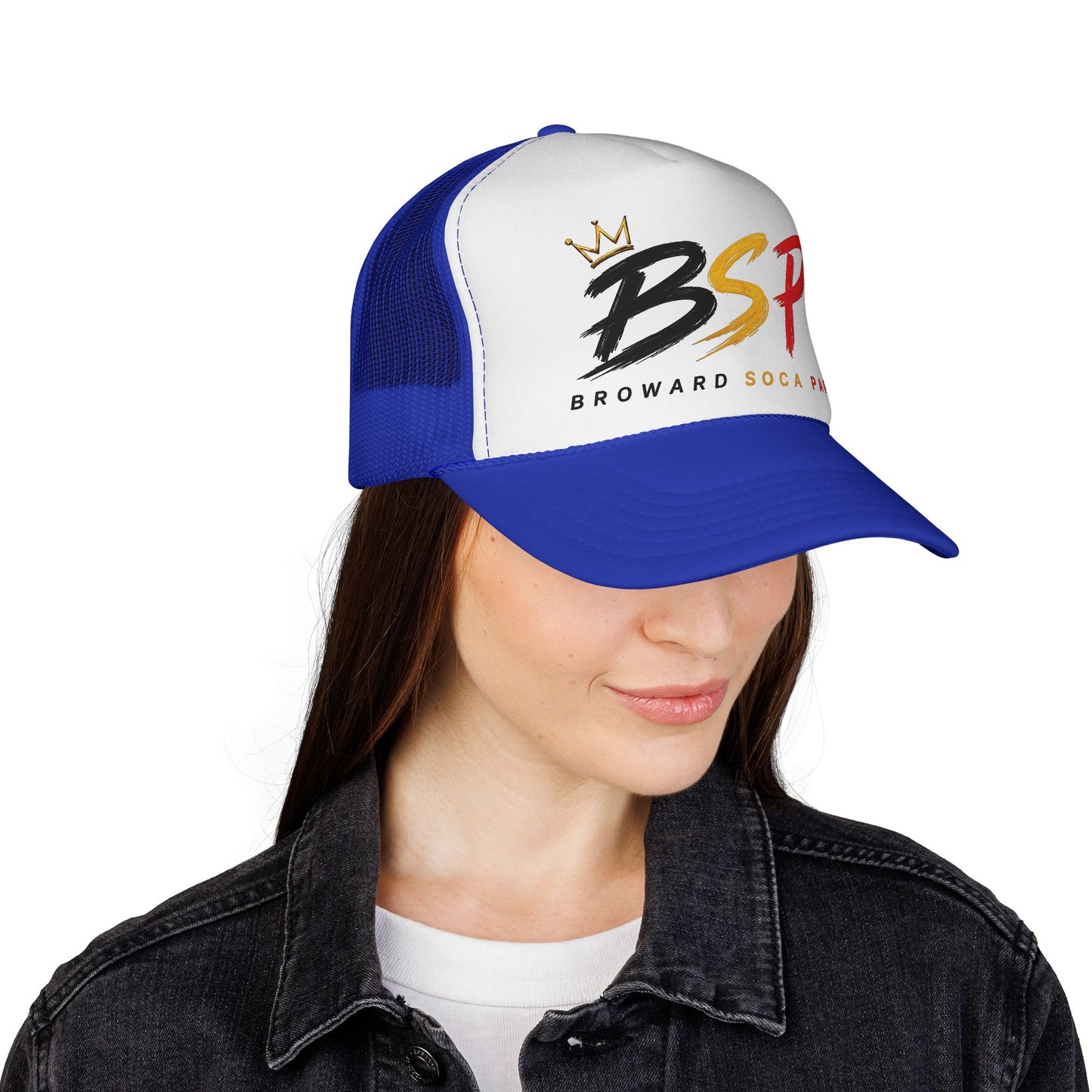 Trucker Cap — Broward Soca Party Black, Gold, & Red Logo Mesh Hat