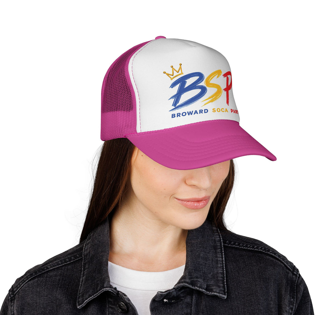 Trucker Cap — Broward Soca Party, Blue, Gold, Red Logo Mesh Hat