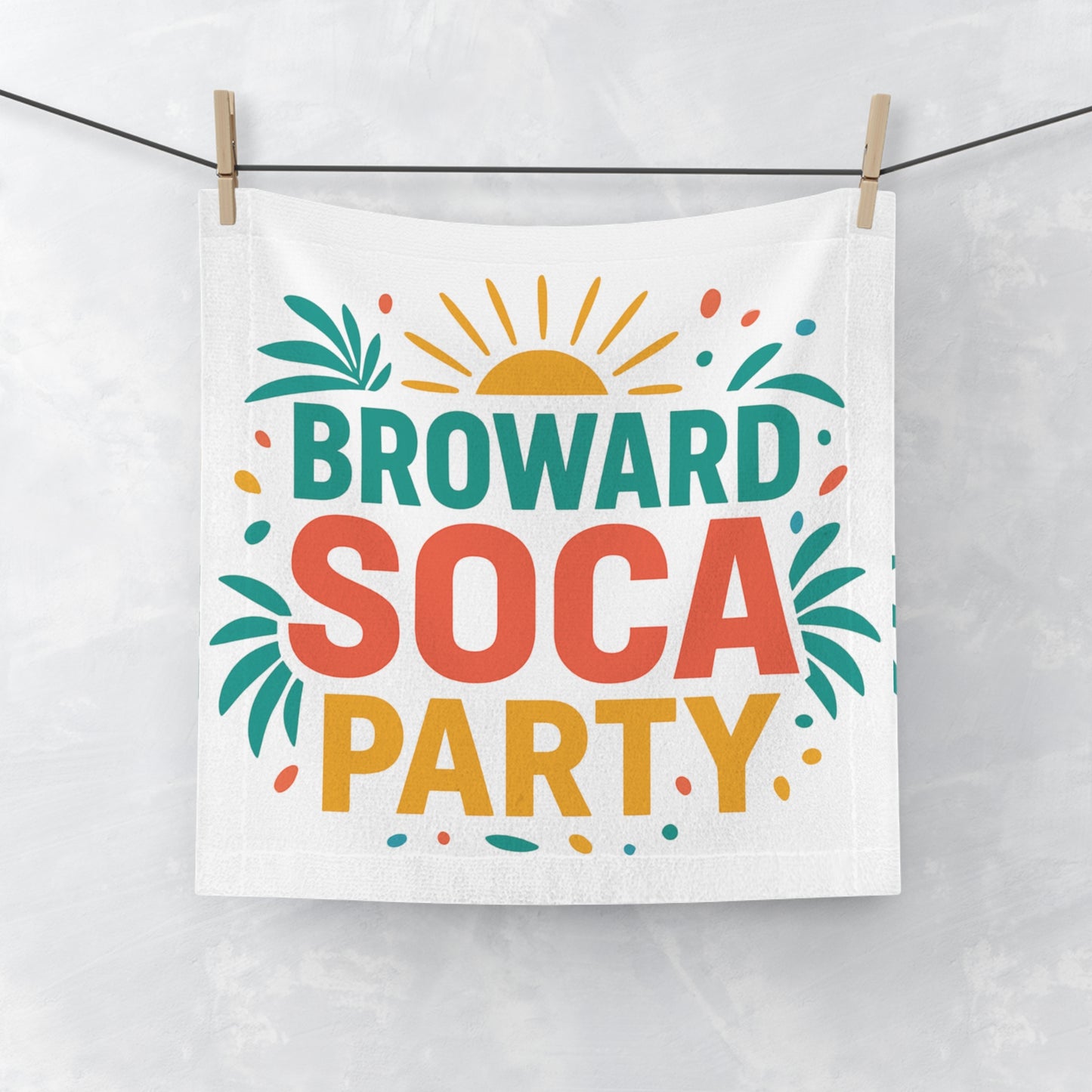 Broward Soca Party Face Towel | Tropical Festival Cotton Hand Towel