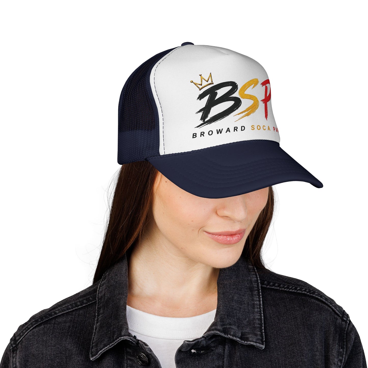 Trucker Cap — Broward Soca Party Black, Gold, & Red Logo Mesh Hat