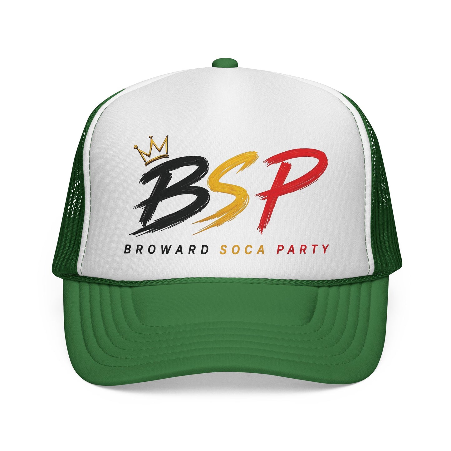 Trucker Cap — Broward Soca Party Black, Gold, & Red Logo Mesh Hat