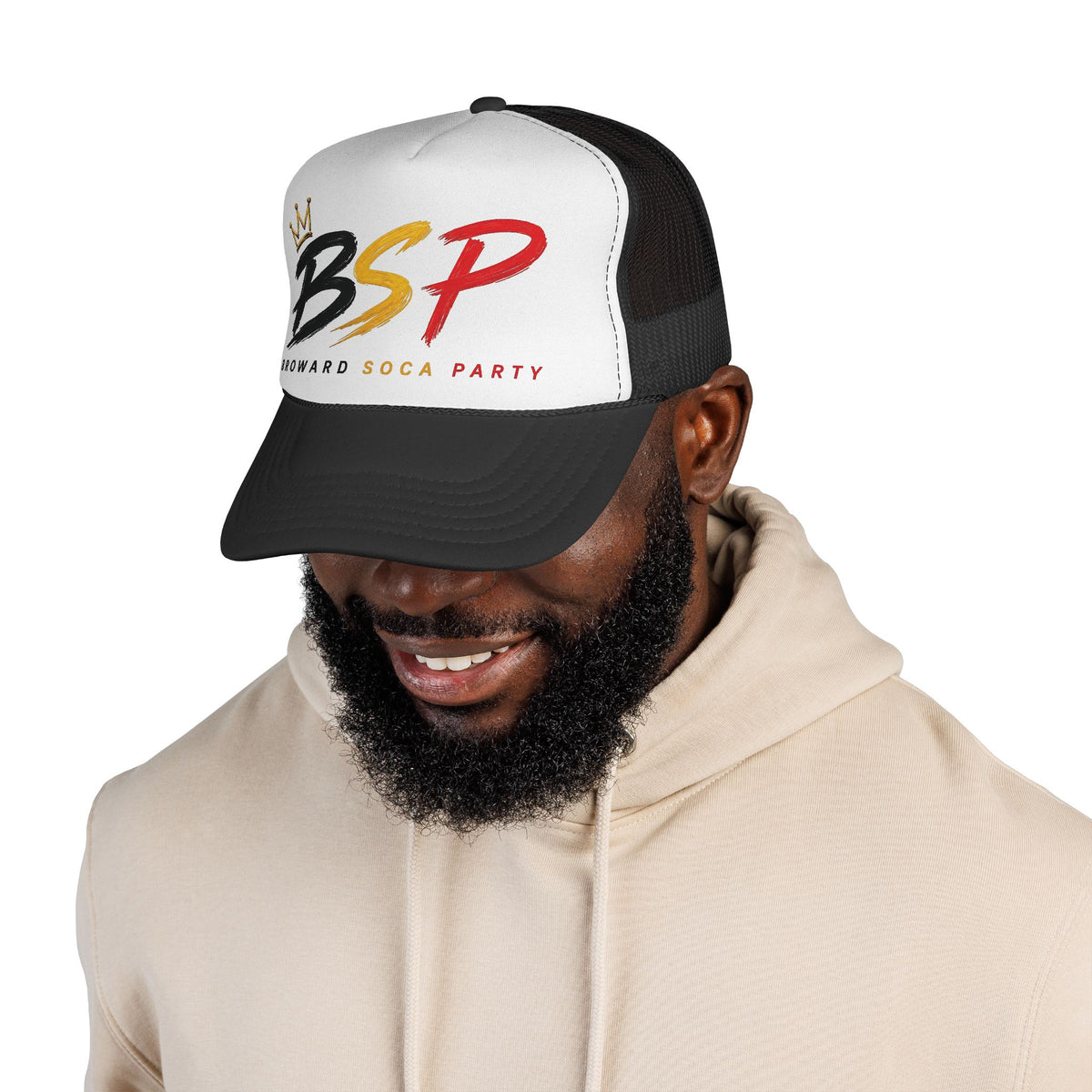 Trucker Cap — Broward Soca Party,  Black, Gold, & Red Logo Mesh Hat