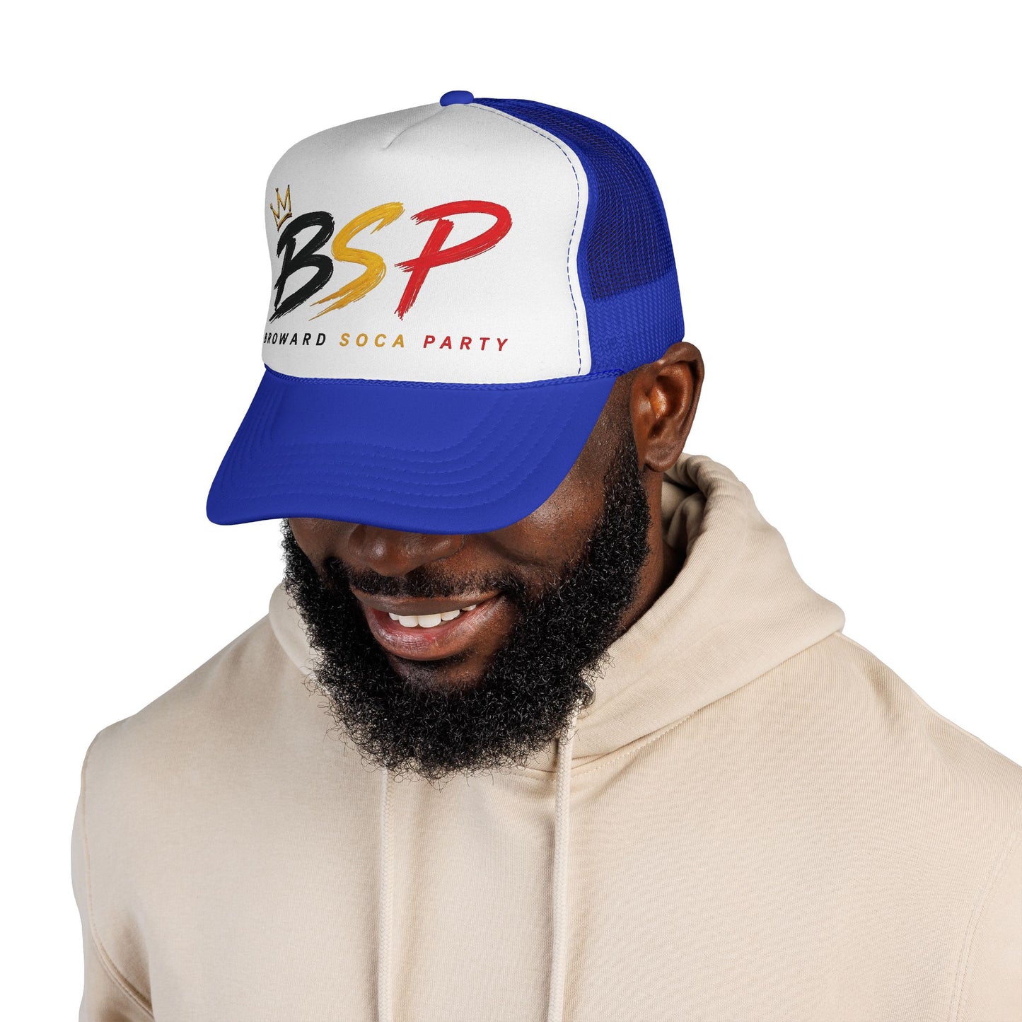 Trucker Cap — Broward Soca Party Black, Gold, & Red Logo Mesh Hat