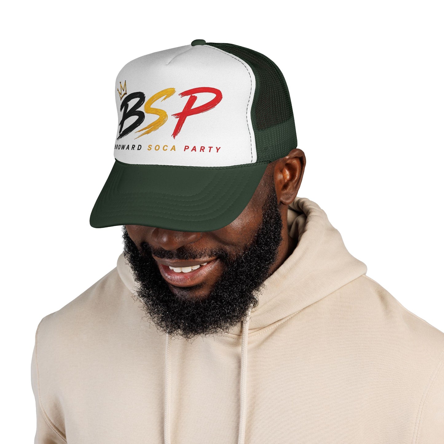 Trucker Cap — Broward Soca Party Black, Gold, & Red Logo Mesh Hat