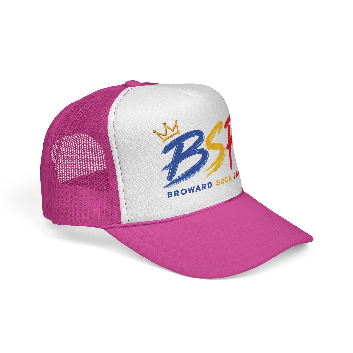 Trucker Cap — Broward Soca Party Blue, Gold, Red Logo Mesh Hat