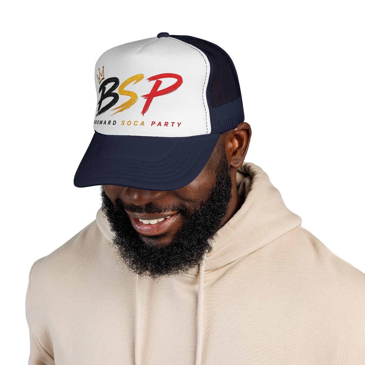 Trucker Cap — Broward Soca Party,  Black, Gold, & Red Logo Mesh Hat