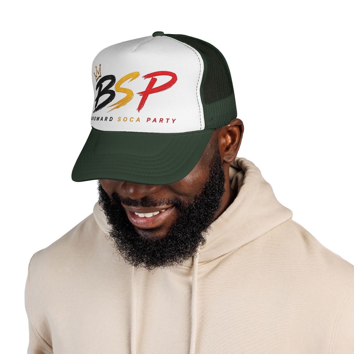 Trucker Cap — Broward Soca Party,  Black, Gold, & Red Logo Mesh Hat
