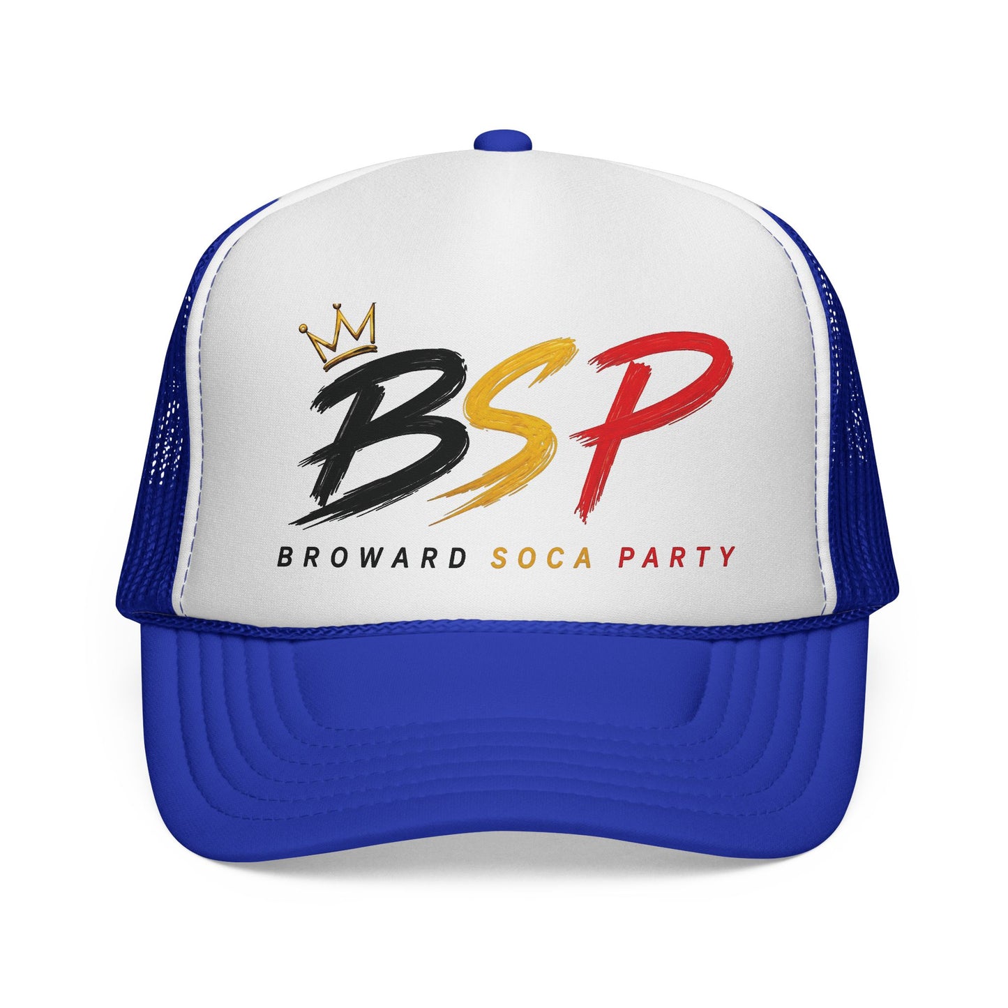 Trucker Cap — Broward Soca Party Black, Gold, & Red Logo Mesh Hat