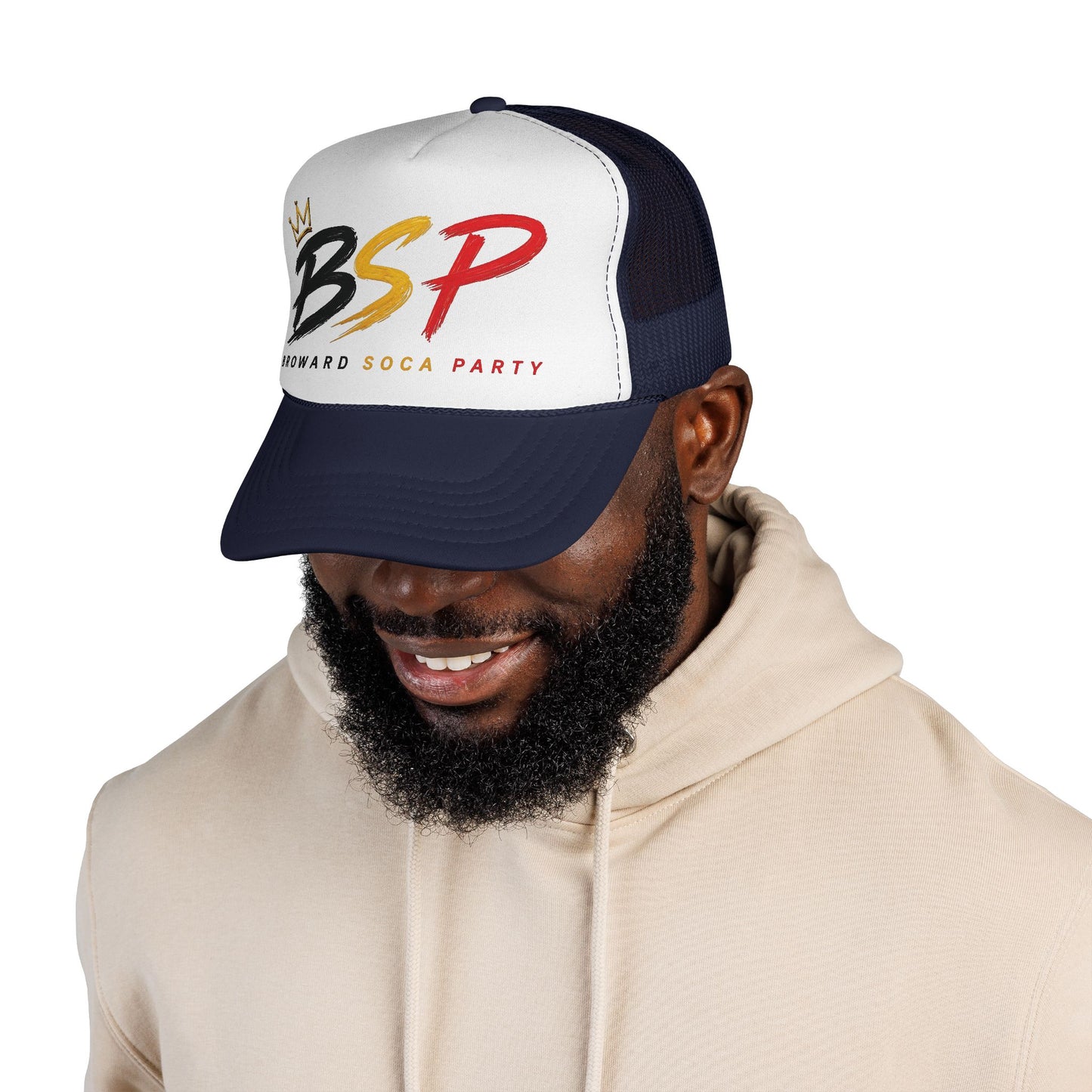 Trucker Cap — Broward Soca Party Black, Gold, & Red Logo Mesh Hat