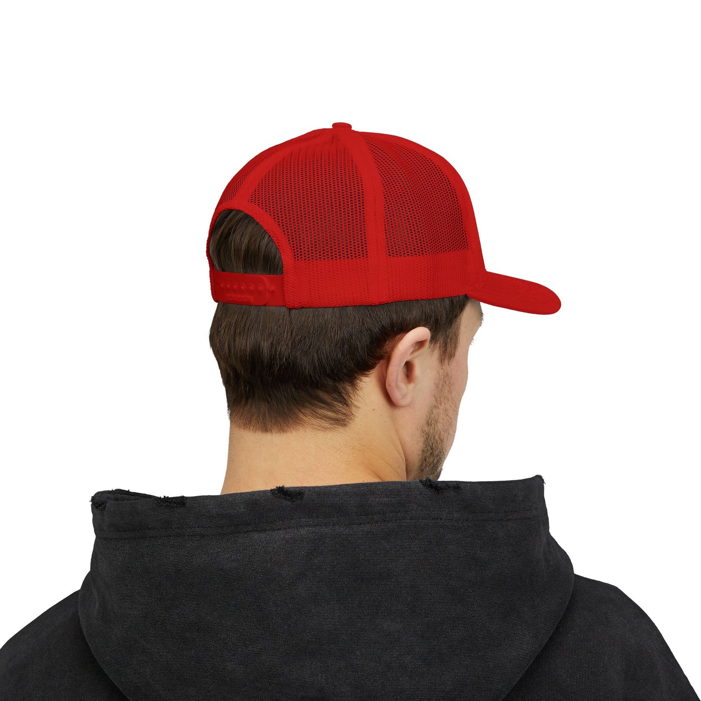 BSP Letters Snapback Cap | Red trucker hat, embroidered logo