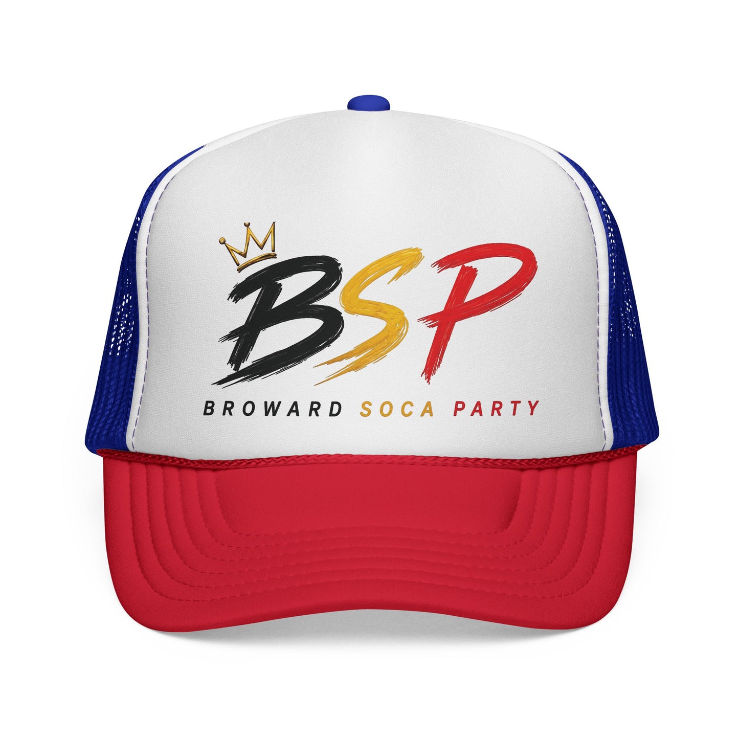 Trucker Cap — Broward Soca Party Black, Gold, & Red Logo Mesh Hat