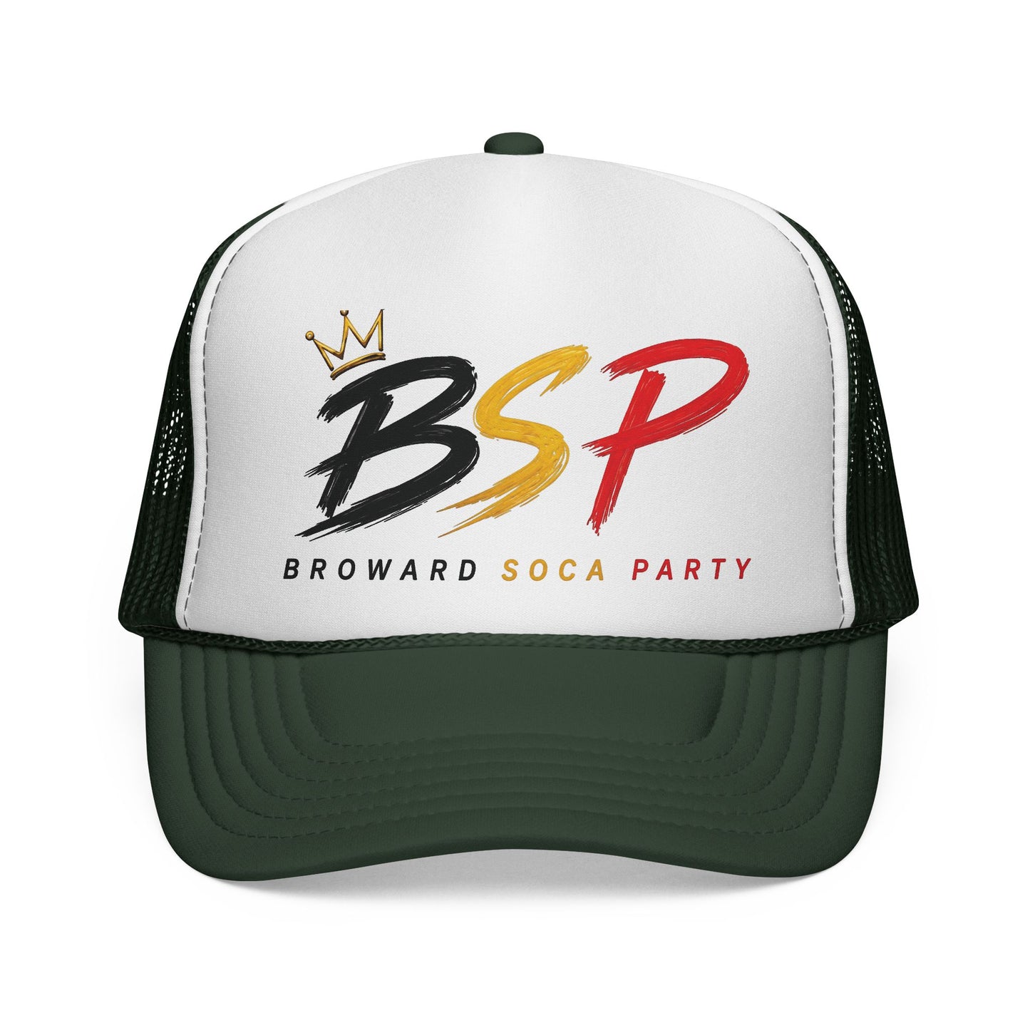 Trucker Cap — Broward Soca Party Black, Gold, & Red Logo Mesh Hat