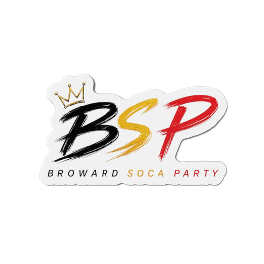 BSP Broward Soca Party Die-Cut Magnet — Black, Gold, & Red