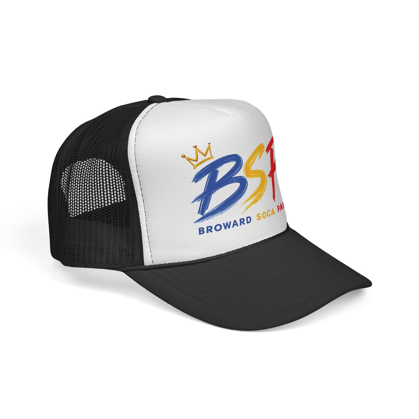 Trucker Cap — Broward Soca Party Blue, Gold, Red Logo Mesh Hat