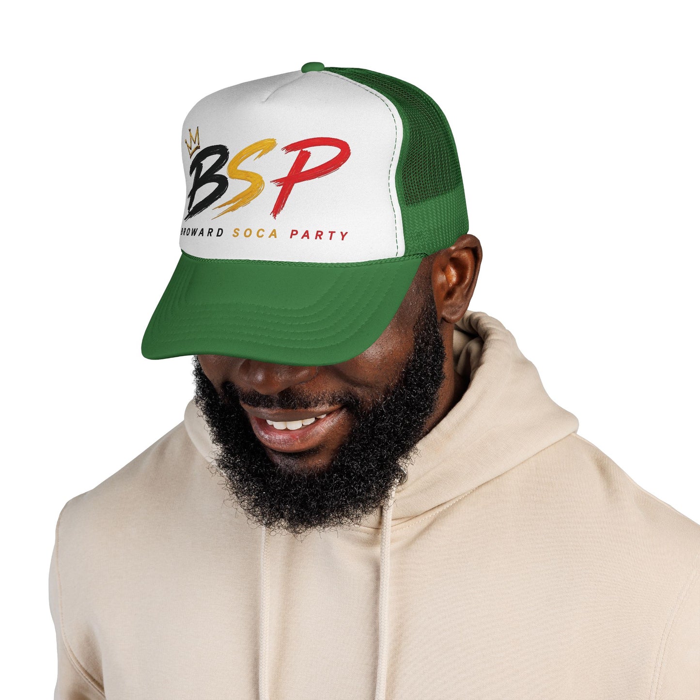 Trucker Cap — Broward Soca Party Black, Gold, & Red Logo Mesh Hat