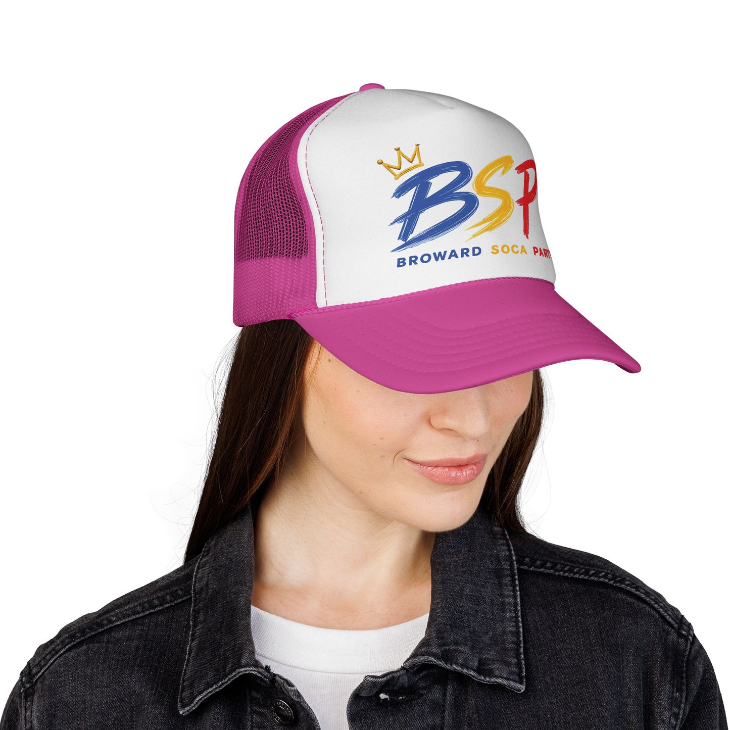 Trucker Cap — Broward Soca Party Blue, Gold, Red Logo Mesh Hat