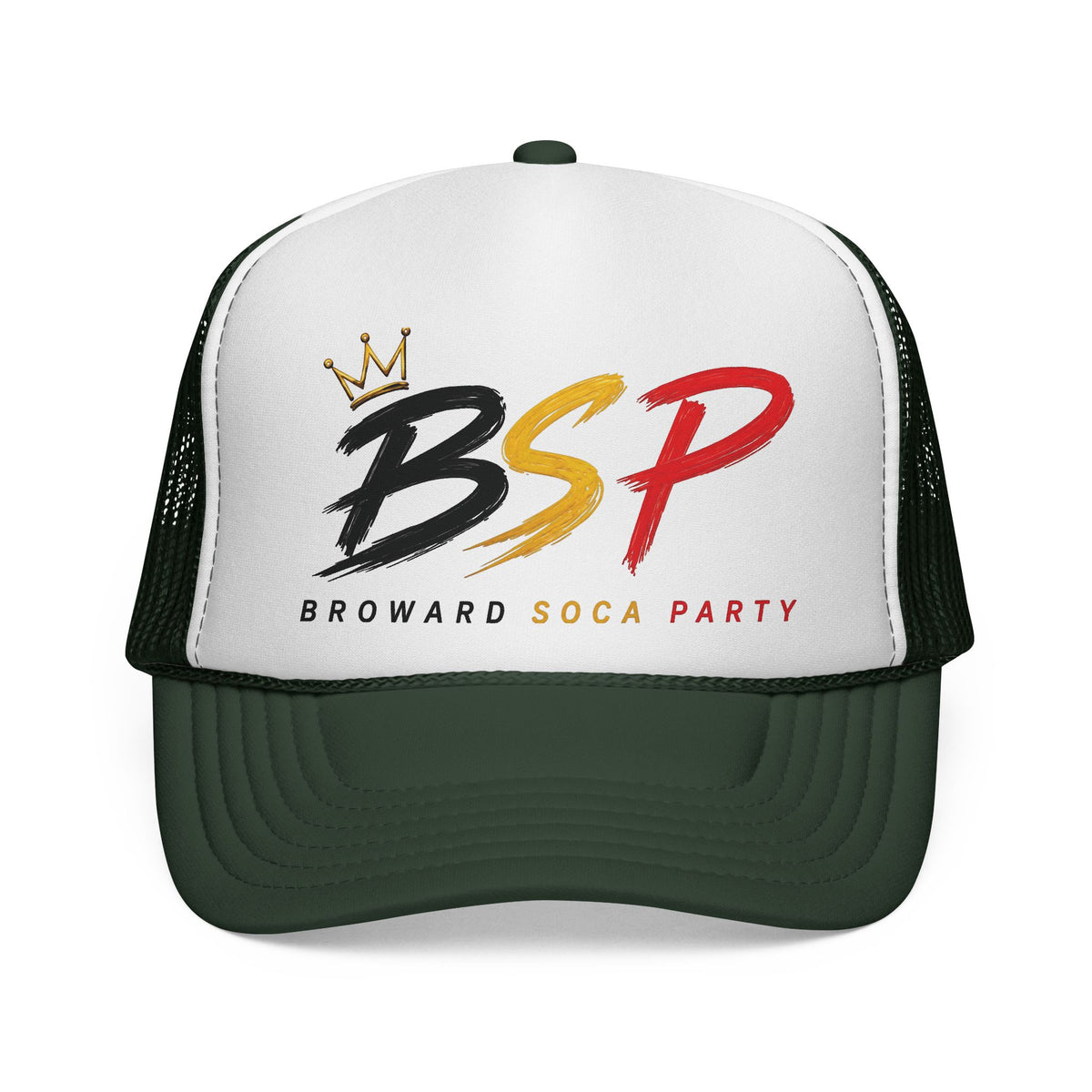 Trucker Cap — Broward Soca Party,  Black, Gold, & Red Logo Mesh Hat