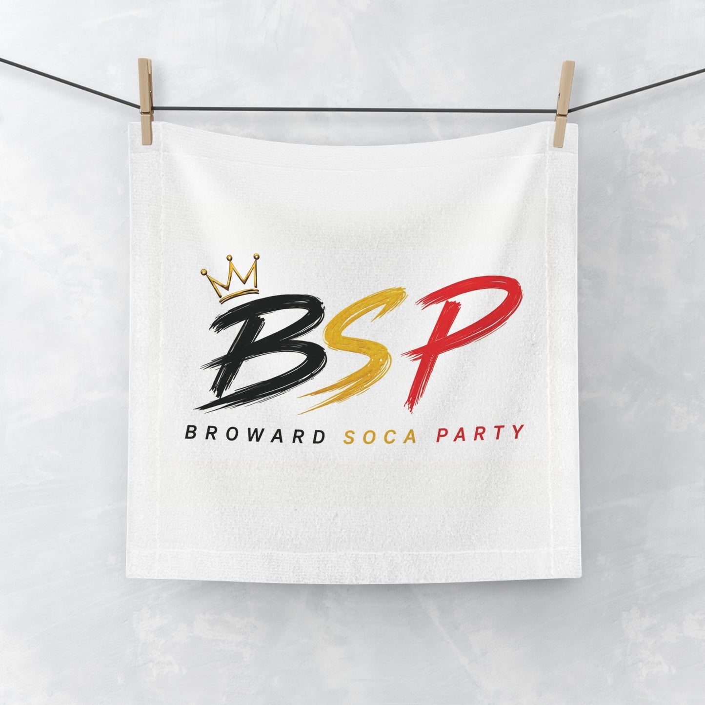Broward Soca Party Flair Face Towel | Carnival Samba Costume Illustration